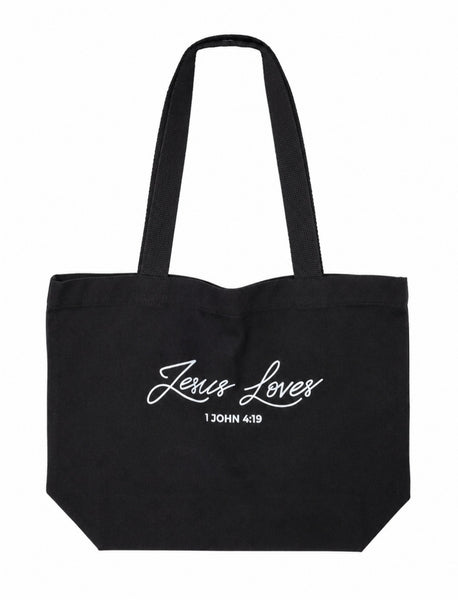 Jesus Loves Button Tote bag