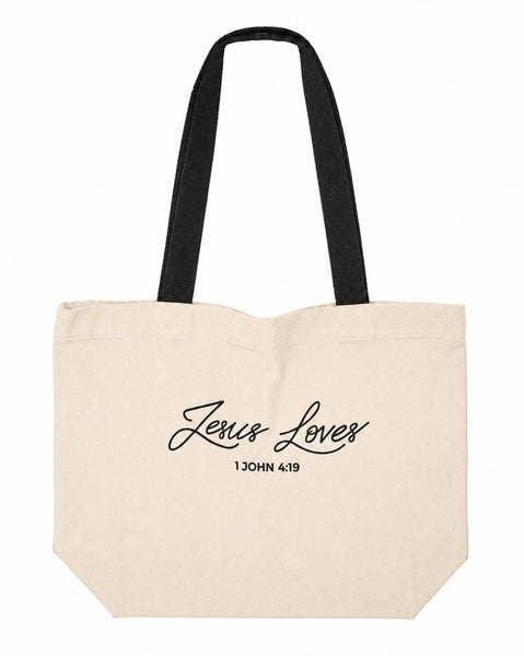Jesus Loves Button Tote bag